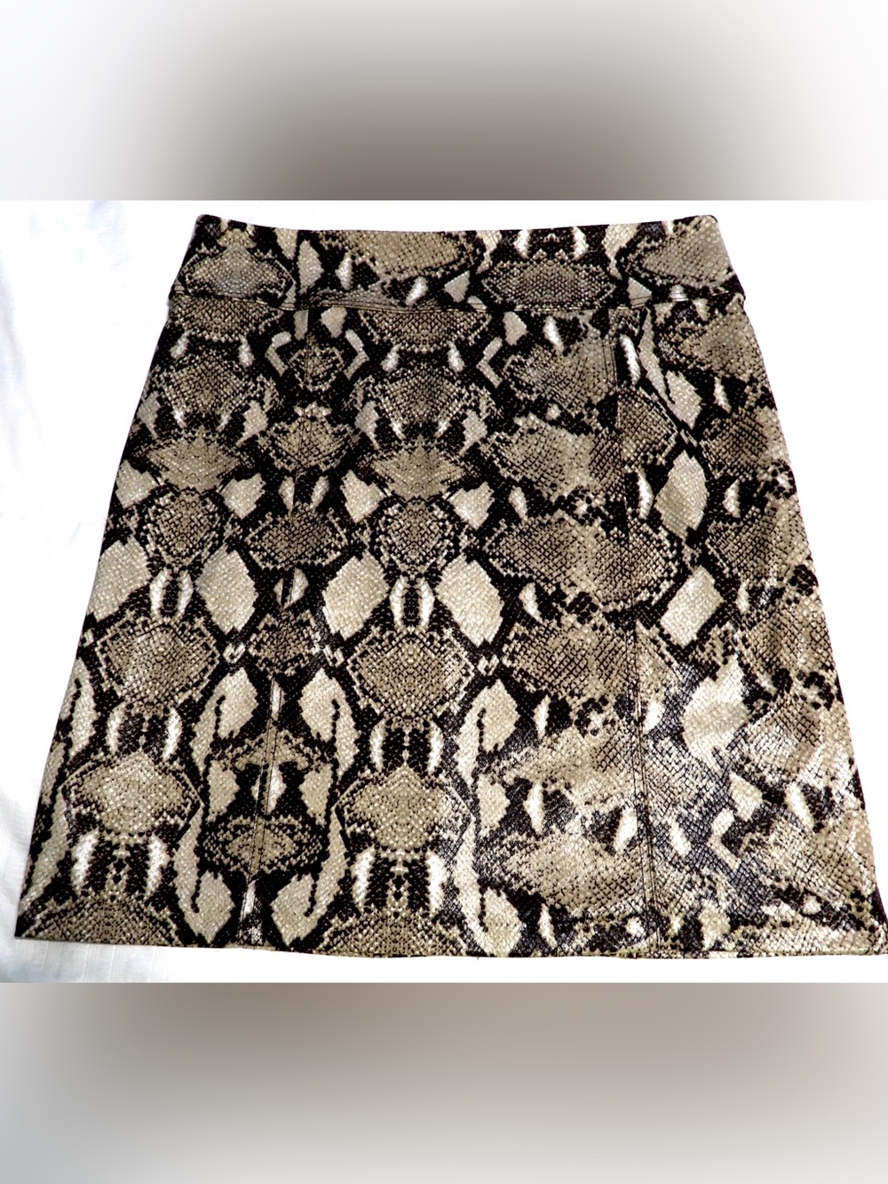 Chico's Neutral Snake-Print Skirt in Black & Tan